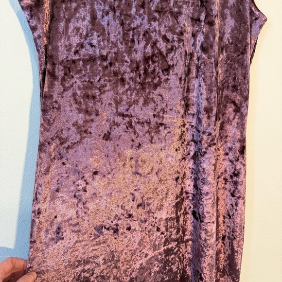 New Michael Kors Crushet Velvet Pink Purple Midi Dress with Slit and Gold Button - Picture 2 of 5